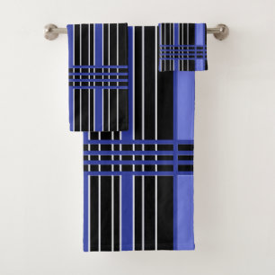 Blue Vertical Stripes Bath Towel Set