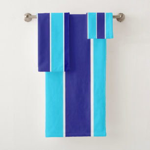 Blue Vertical Stripes Bath Towel Set