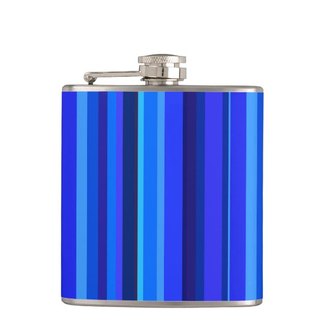 Blue vertical stripes hip flask (Front)