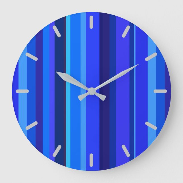 Blue vertical stripes large clock (Front)