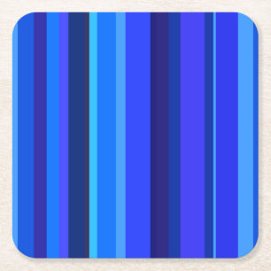 Blue vertical stripes square paper coaster