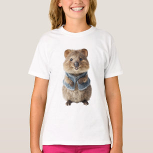 Blue Vest Smiling Quokka Kids T-Shirt