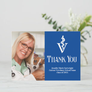 Blue Veterinarian Office Photo Customizable Thank You Card
