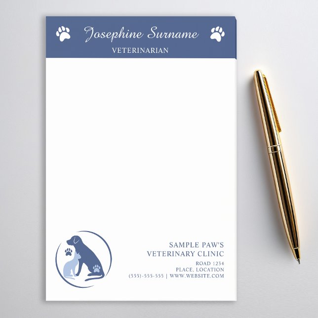 Blue Veterinarian Vet Clinic Custom Logo And Text Post-it Notes (Creator Uploaded)