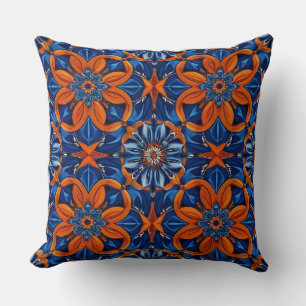 Blue Vibrant Pattern Throw Pillow