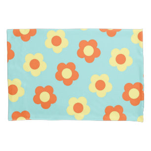 Blue Vibrant Y2K Wildflower Bold Retro Spring Pillowcase