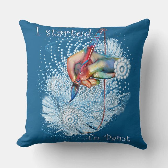 Blue Vibration Abstract Throw Pillow (Front)