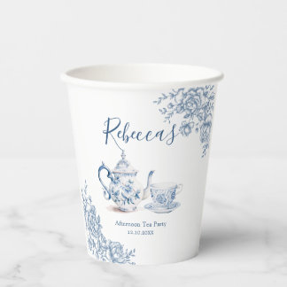 Blue Victorian Garden Bridal Shower Tea  Paper Cups