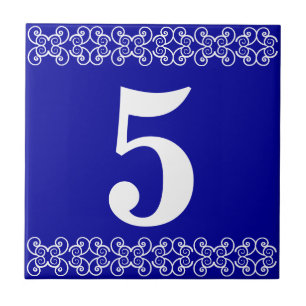 Blue Victorian Number Tile