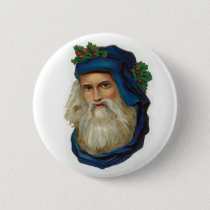 Blue Victorian Santa 2 Inch Round Button