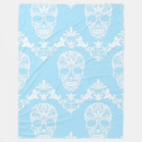blue victorian skulls blanket