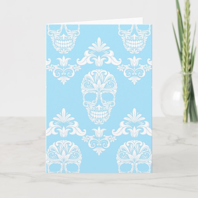 blue victorian skulls card (Front)