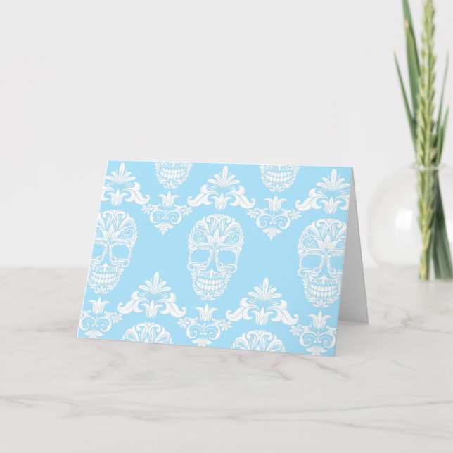 blue victorian skulls card (Front)