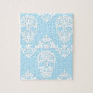 blue victorian skulls jigsaw puzzle