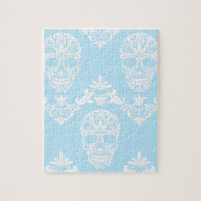 blue victorian skulls jigsaw puzzle (Vertical)