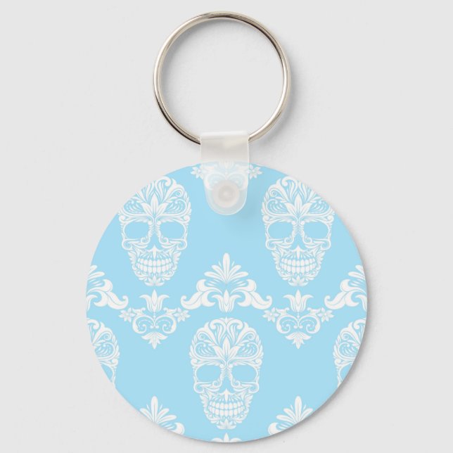 blue victorian skulls keychain (Front)