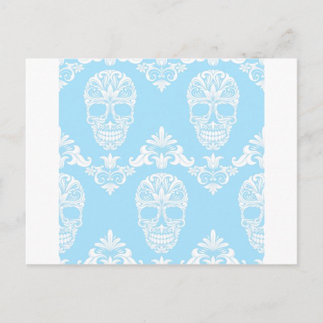 blue victorian skulls postcard (Front)