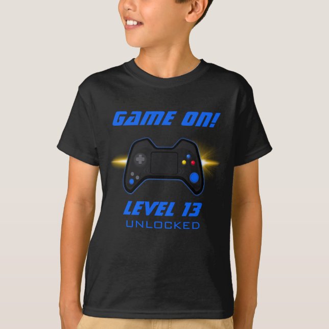 Blue Video Game Birthday Party T-Shirt (Front)
