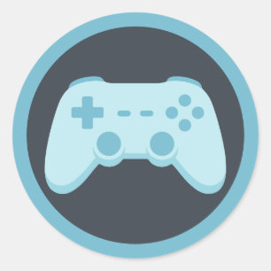 Blue Video Game   Gamer Party   Gaming Controller Classic Round Sticker