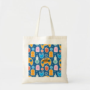 Blue Video Game Pattern Personalized Tote Bag