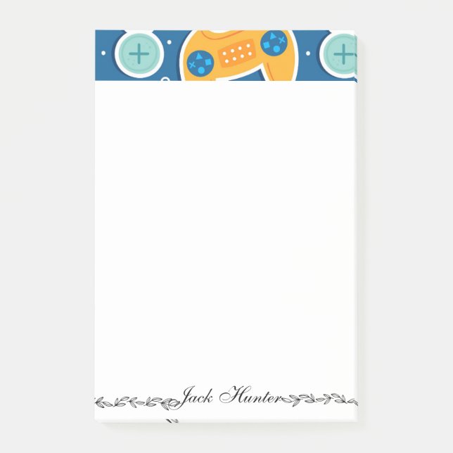 Blue Video Game Themed Name Personalized  Post-it Notes (Front)