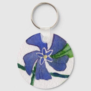 "Blue Vinca" Floral Keychain