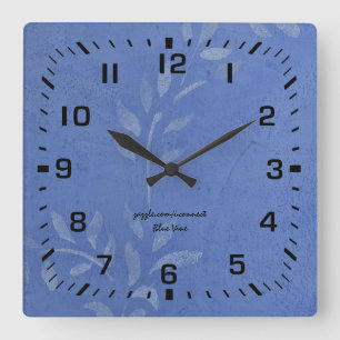 Blue Vine 2.0 Square Wall Clock