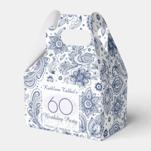 Blue Vintage 60th Birthday Thank You Favour Box