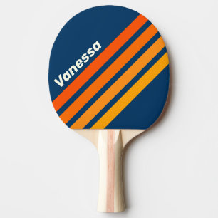 Blue Vintage Angled Striping with Name Ping Pong Paddle