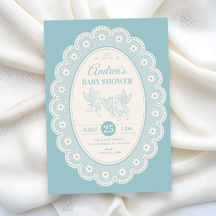 Blue vintage  baby shower invitation