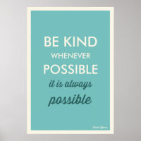 BLUE | VINTAGE BE KIND WHENEVER POSSIBLE POSTER