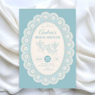Blue vintage  bridal shower invitation