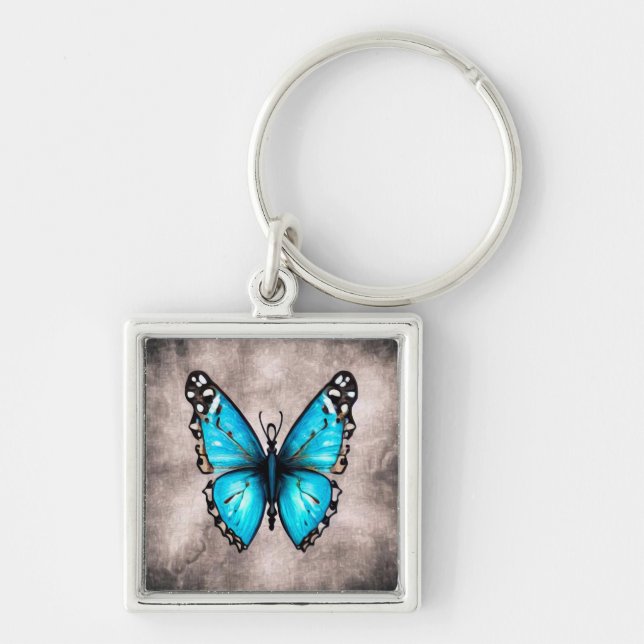 Blue Vintage Butterfly Keychain (Front)