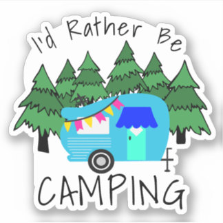 Blue Vintage Camper Sticker