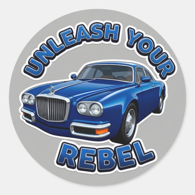Blue Vintage Car Classic Round Sticker (Front)