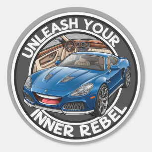 Blue Vintage Car Classic Round Sticker