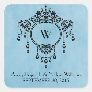 Blue Vintage Chandelier Wedding Stickers