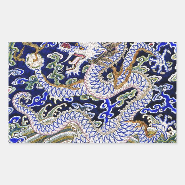blue vintage Chinese tattoo Embroidery dragon Sticker (Front)