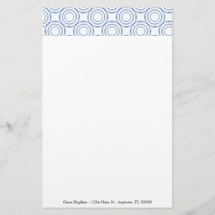 Blue Vintage Circle Pattern Personalize Stationery
