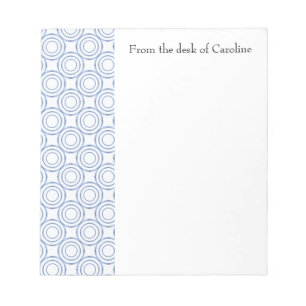 Blue Vintage Circle Pattern Personalized Notepad