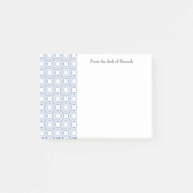 Blue Vintage Circle Pattern Personalized Notes (Front)