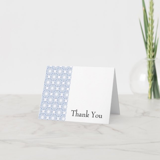 Blue Vintage Circle Pattern Thank You Card (Front)