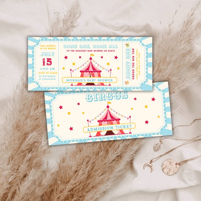 Blue Vintage Circus Ticket Carnival Baby shower Invitation (Blue Vintage Circus Ticket Carnival Baby shower Invitation)