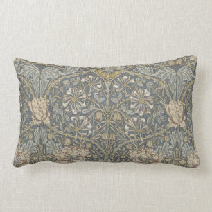 Blue Vintage Damask Lumbar Pillow