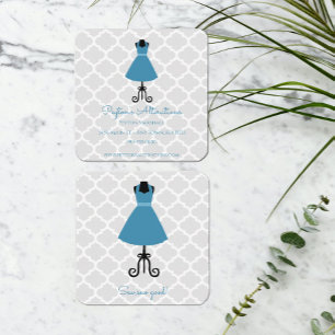 Blue Vintage Dress Seamstress and Alterations Square Business Card