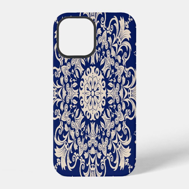 Blue Vintage: Elegant Seamless Pattern. iPhone Case (Back)