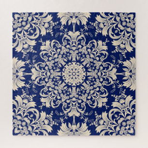 Blue Vintage: Elegant Seamless Pattern. Jigsaw Puzzle