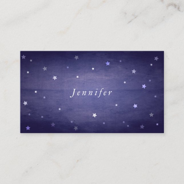 Blue Vintage Faded Stars Halloween Place Card (Front)