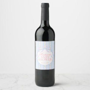 Blue Vintage Fancy Floral Baby Shower Favors Wine Label