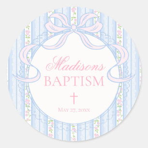 Blue Vintage Fancy Floral Baptism Envelope Seal